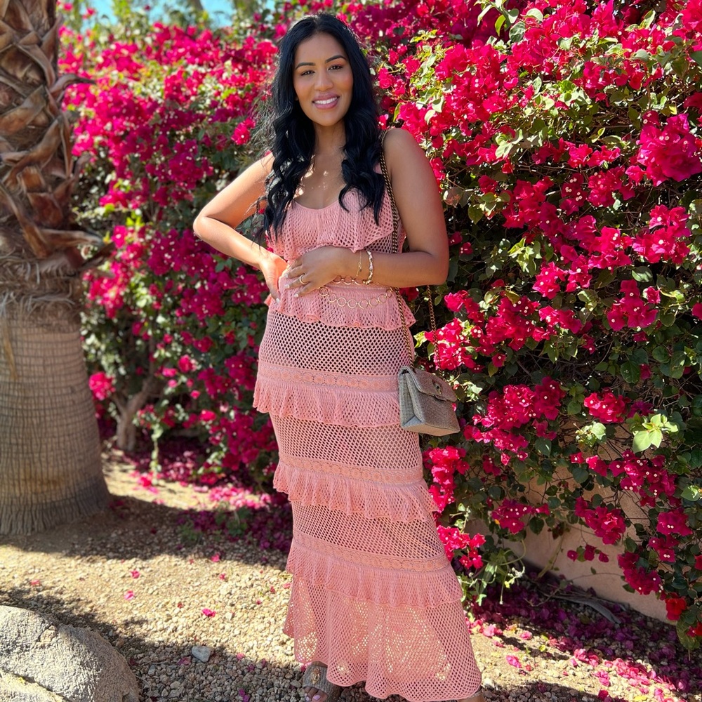 Blush Pink Crochet Dress - Picture 2 of 2